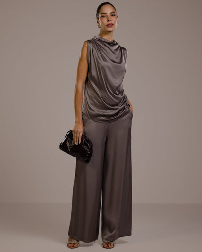 Cole Satin Trousers | Mink