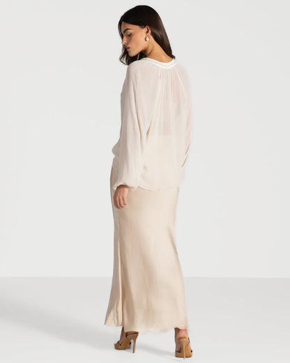 Rosalind Satin Skirt | Cream