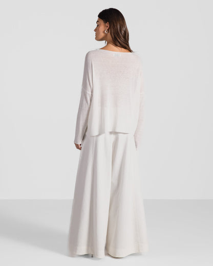 Amelie Lightweight Linen Top | White