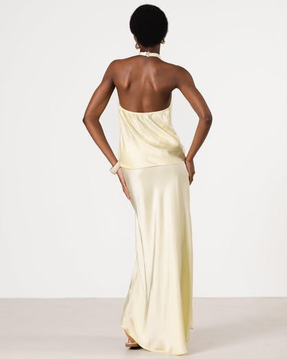 Lexi Satin Maxi Skirt | Butter Yellow