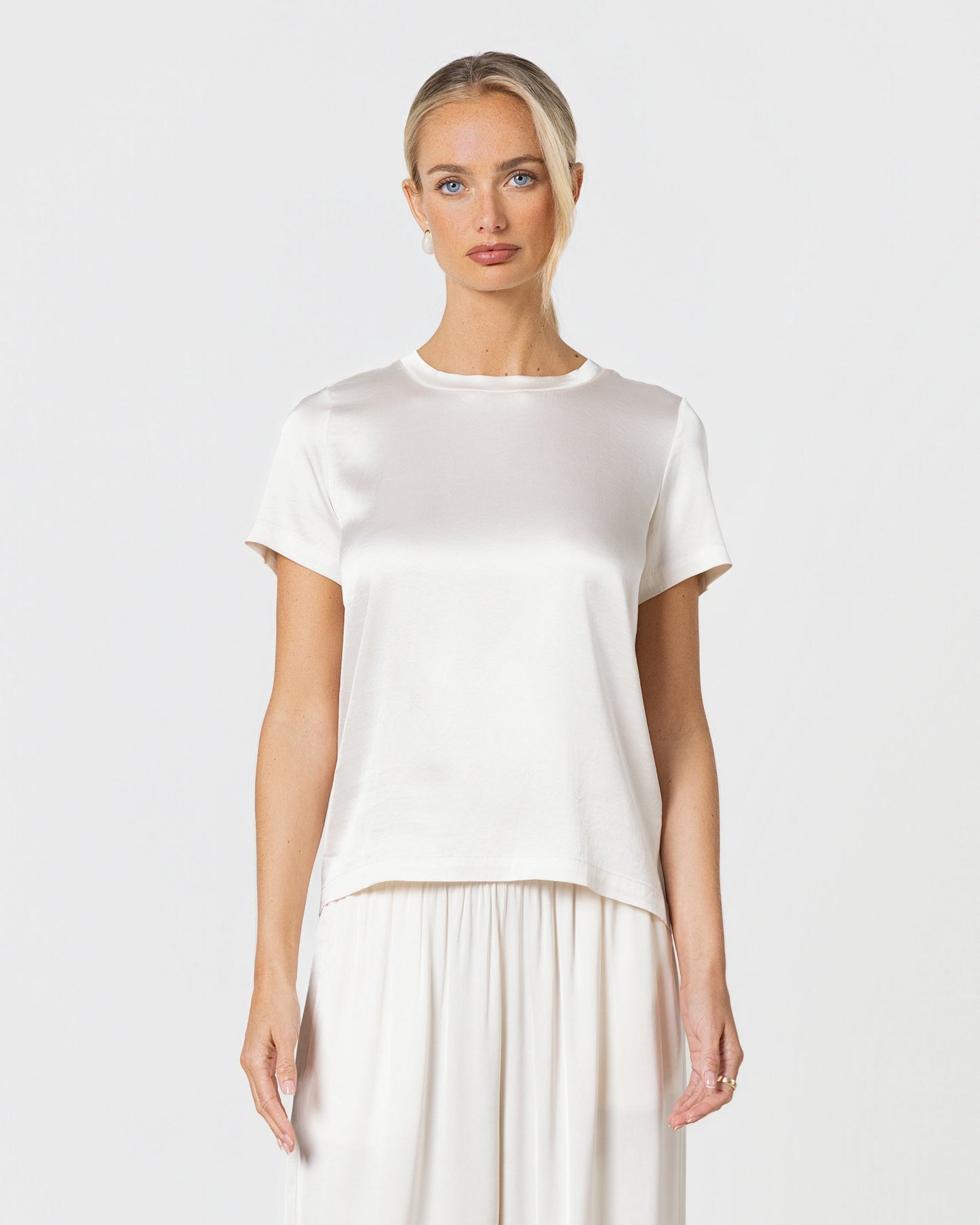 Matilda Satin T-Shirt | Ivory
