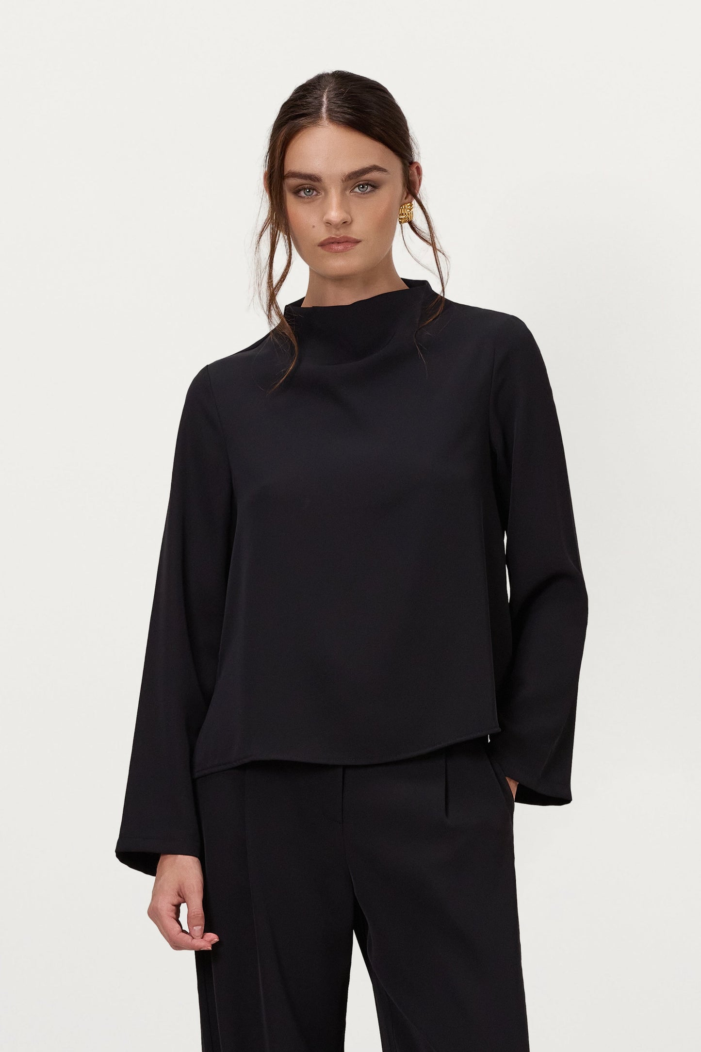 Lana High Neck Top | Black