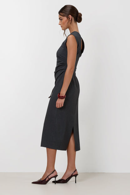 Neve Ruched Dress | Dark Grey Melange