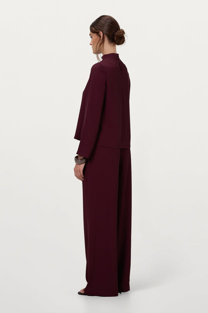 Lana High Neck Top | Burgundy