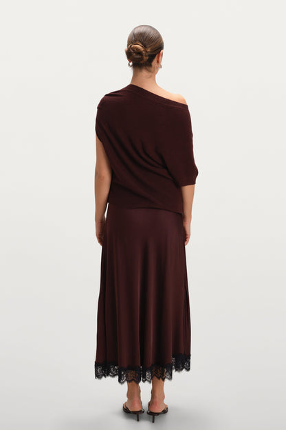 Sofia Lace Satin Skirt | Amethyst Plum