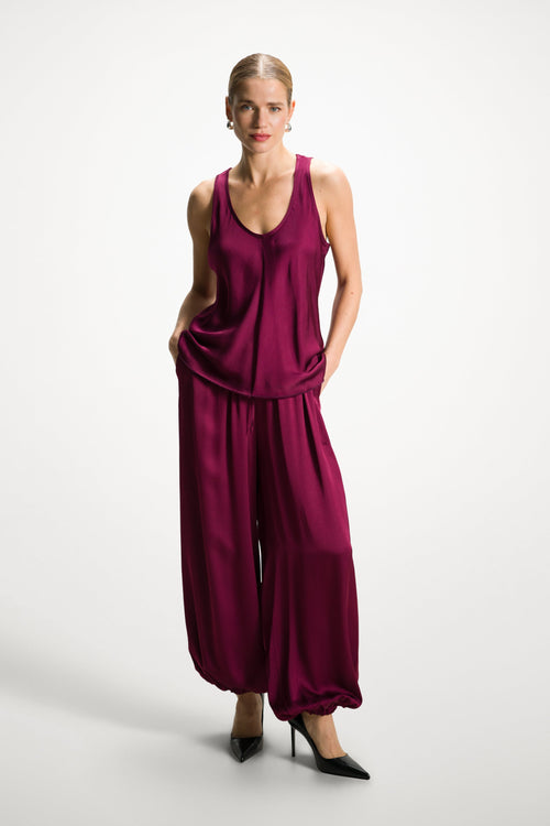 Belle Balloon Satin Trousers | Burgundy