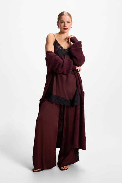 Sofia Lace Satin Trousers | Amethyst Plum
