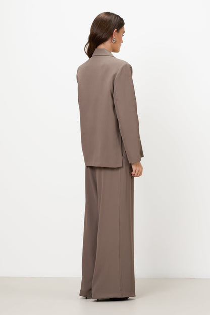 Lana Pleated Elastic Waist Trousers | Taupe