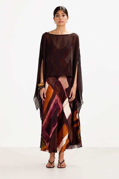 Anne Satin Slip Dress | Sunset Geo