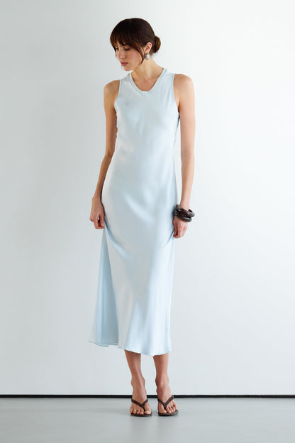 Sabrina Sleeveless Satin Dress | Glacier