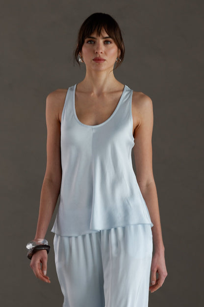 Demi Satin Vest Top | Glacier