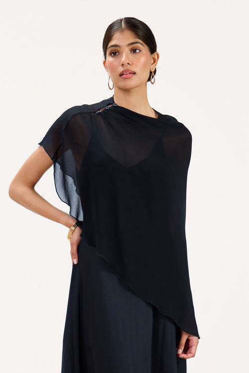 Lumi Asymmetric Poncho | Navy