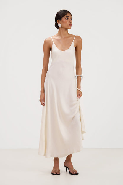 Anne Satin Slip Dress | Ivory