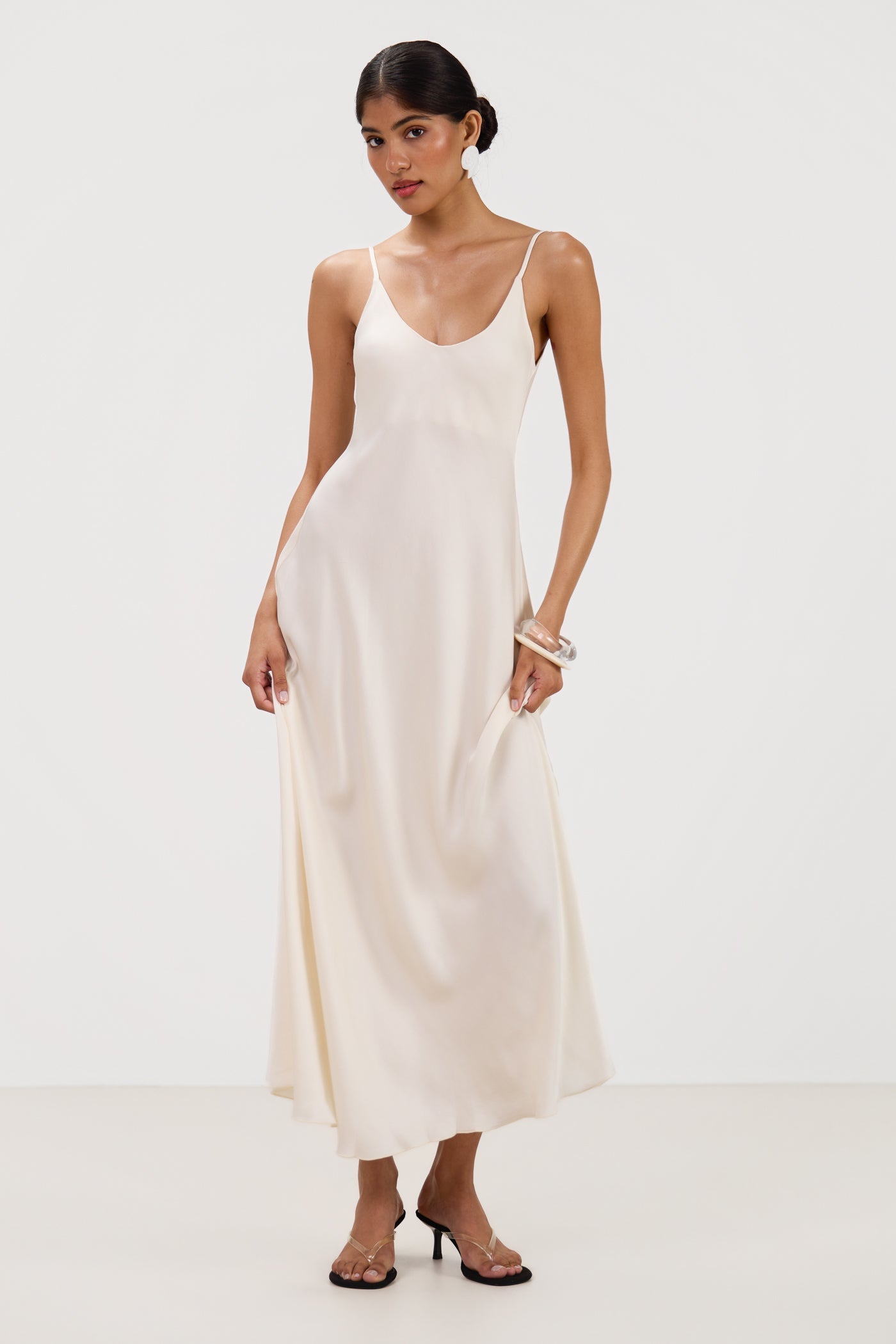 Anne Satin Slip Dress | Ivory