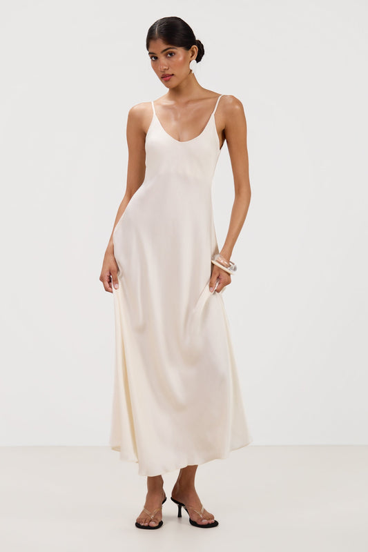 Anne Satin Slip Dress | Ivory