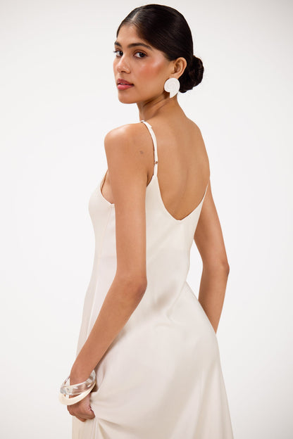 Anne Satin Slip Dress | Ivory