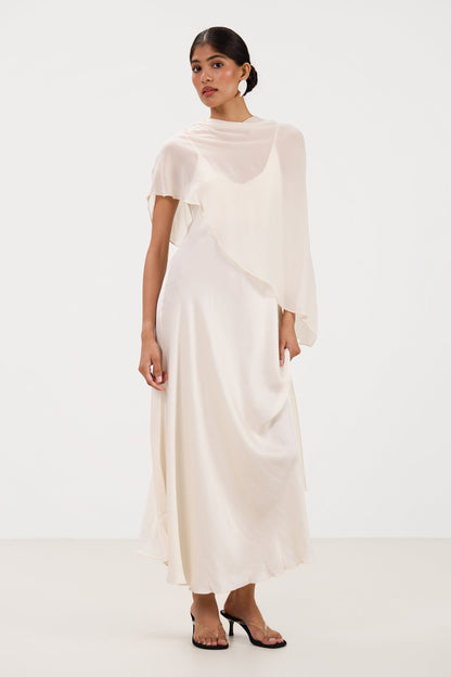 Lumi Asymmetric Poncho | Ivory