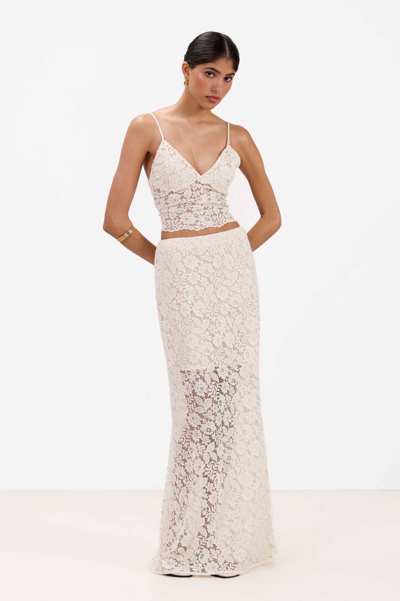 Inaya Lace Maxi Skirt | Cream