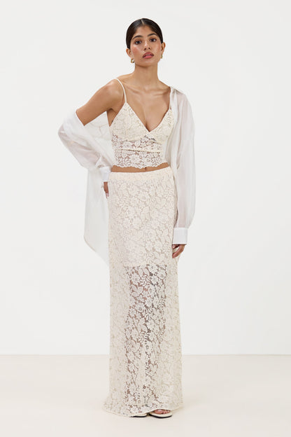 Inaya Lace Maxi Skirt | Cream