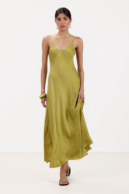 Anne Satin Slip Dress | Fern