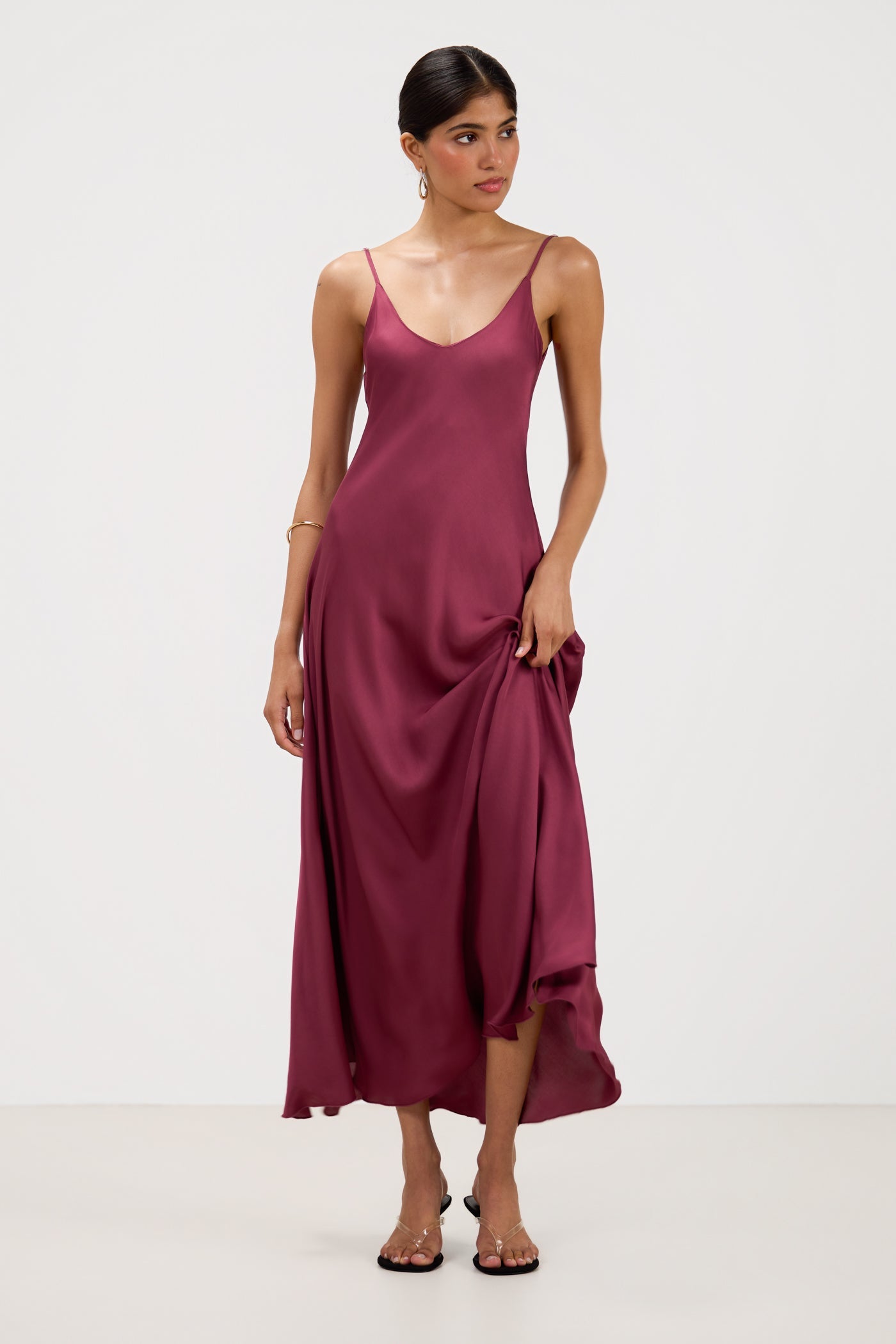 Anne Satin Slip Dress | Damson
