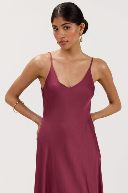 Anne Satin Slip Dress | Damson