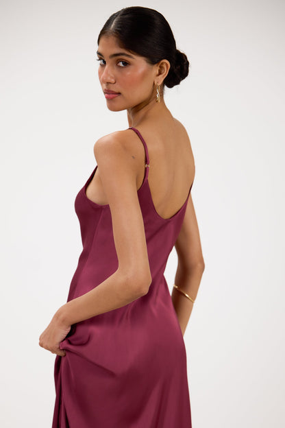 Anne Satin Slip Dress | Damson