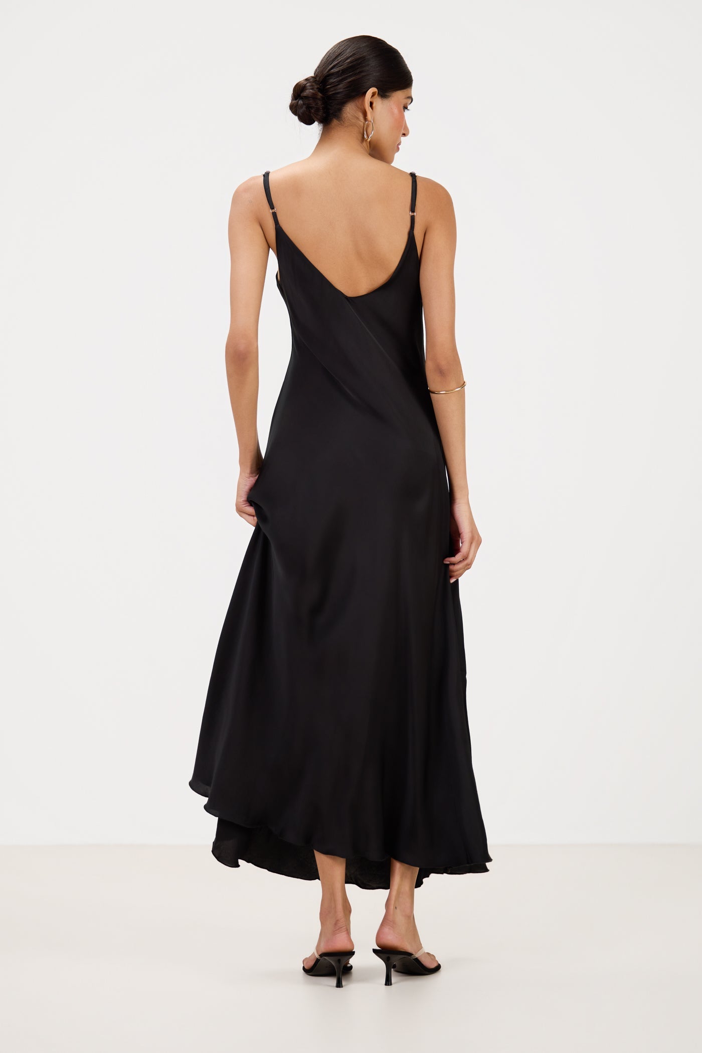 Anne Satin Slip Dress | Black