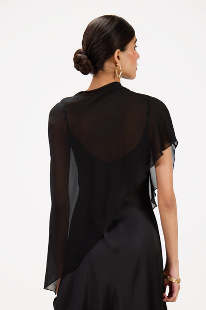 Lumi Asymmetric Poncho | Black
