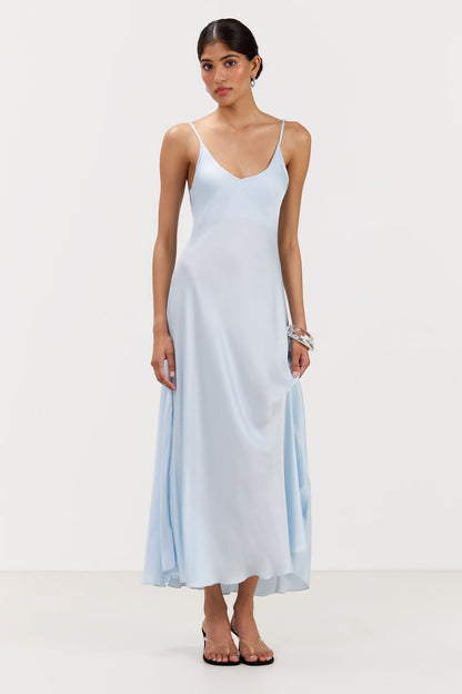 Anne Satin Slip Dress | Glacier