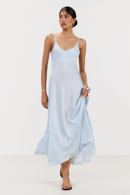 Anne Satin Slip Dress | Glacier