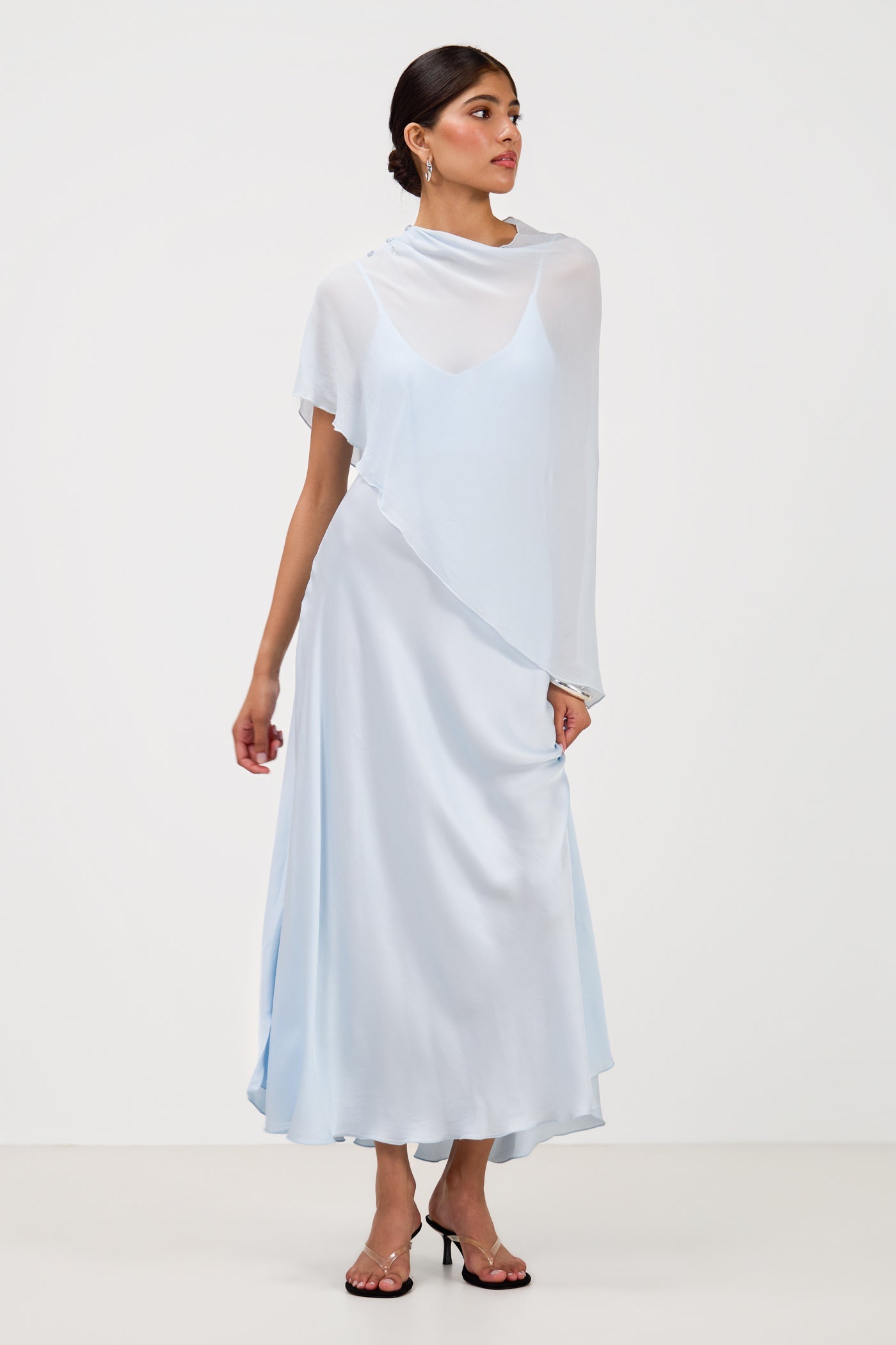 Lumi Asymmetric Poncho | Glacier
