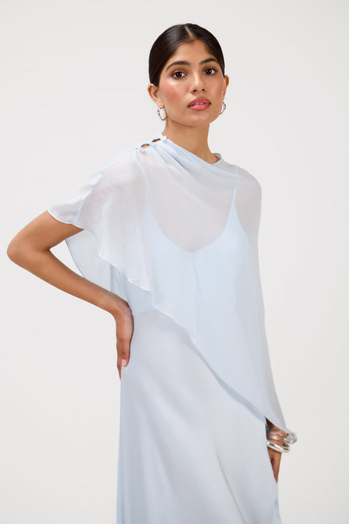 Lumi Asymmetric Poncho | Glacier