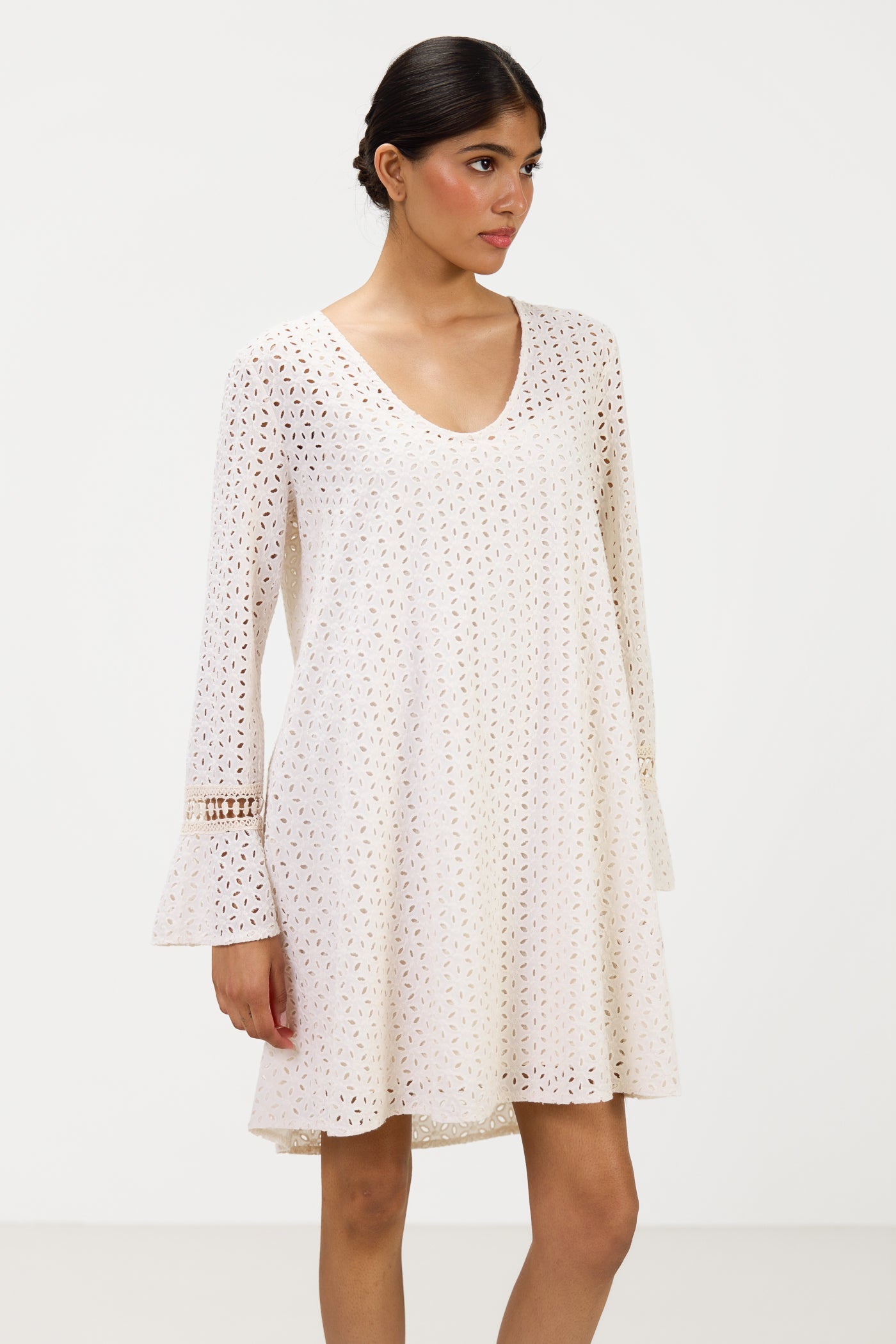 Kiara Long Sleeve Cotton Dress | Ivory
