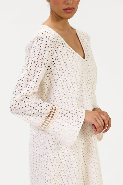 Kiara Long Sleeve Cotton Dress | Ivory