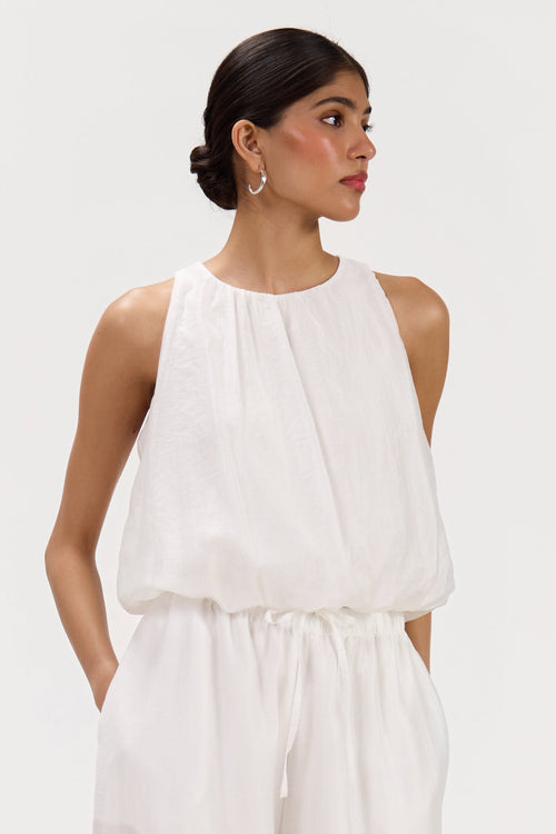 Jemima Balloon Top | White