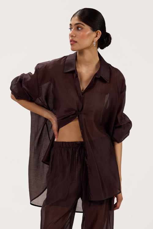 Jemima Oversized Shirt | Chocolate Brown