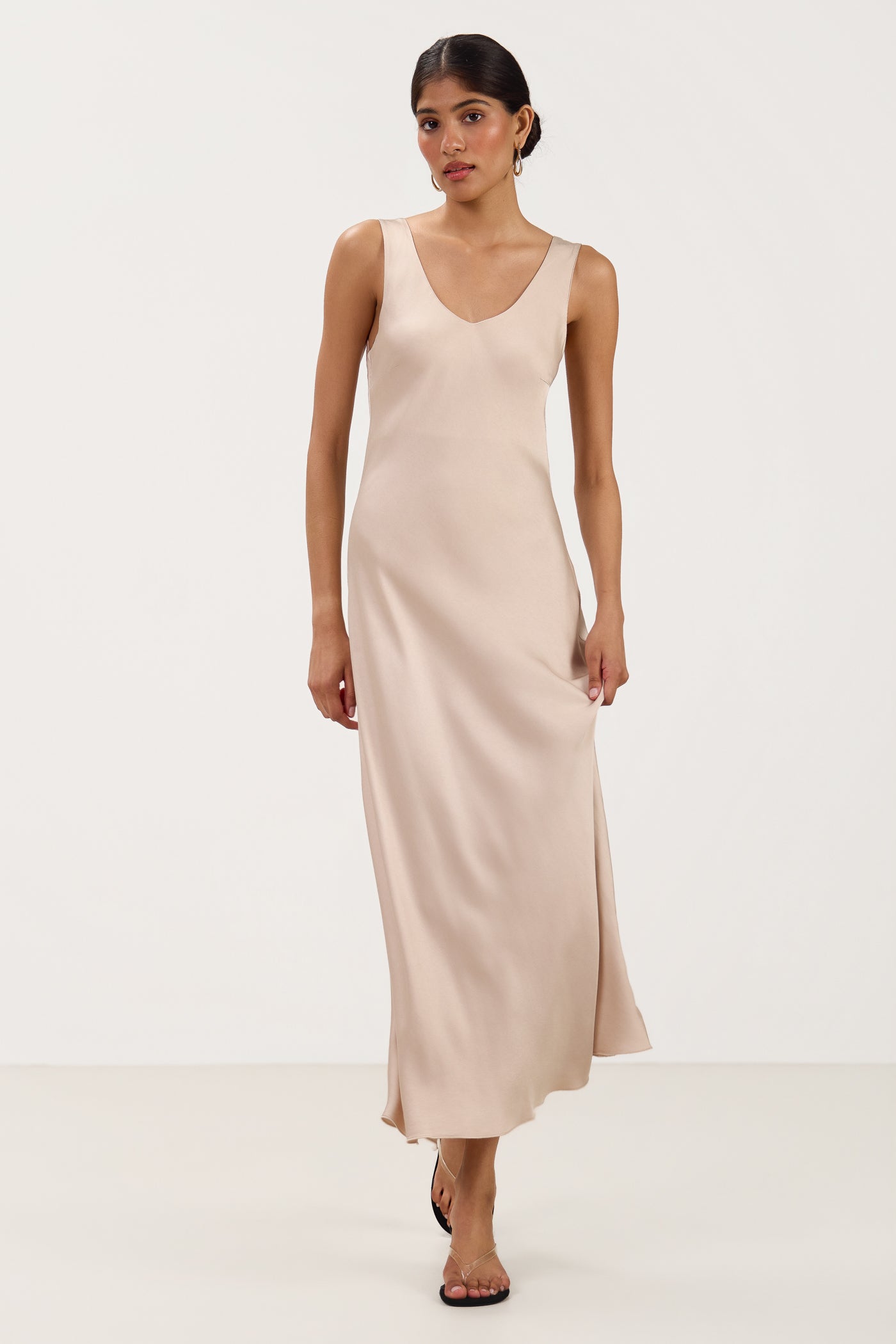Liora Satin Maxi Dress | Sand