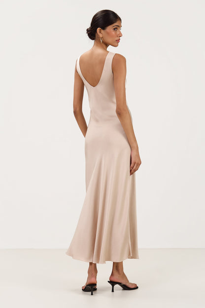 Liora Satin Maxi Dress | Sand