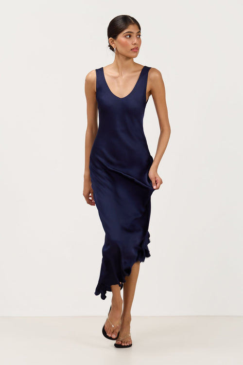 Liora Satin Maxi Dress | Midnight