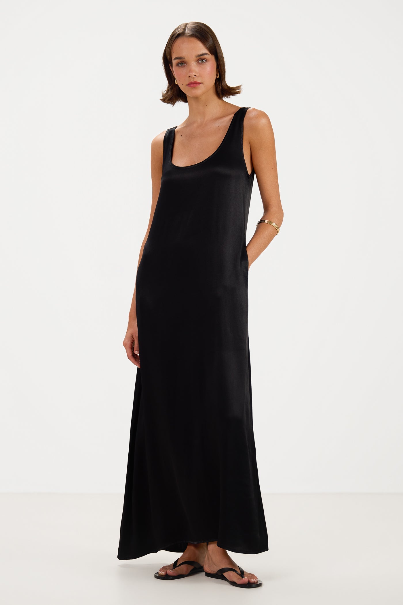 Chiara Satin Dress | Black