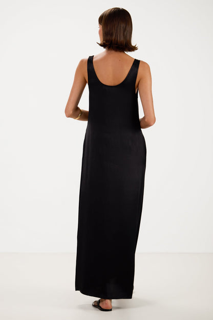 Chiara Satin Dress | Black