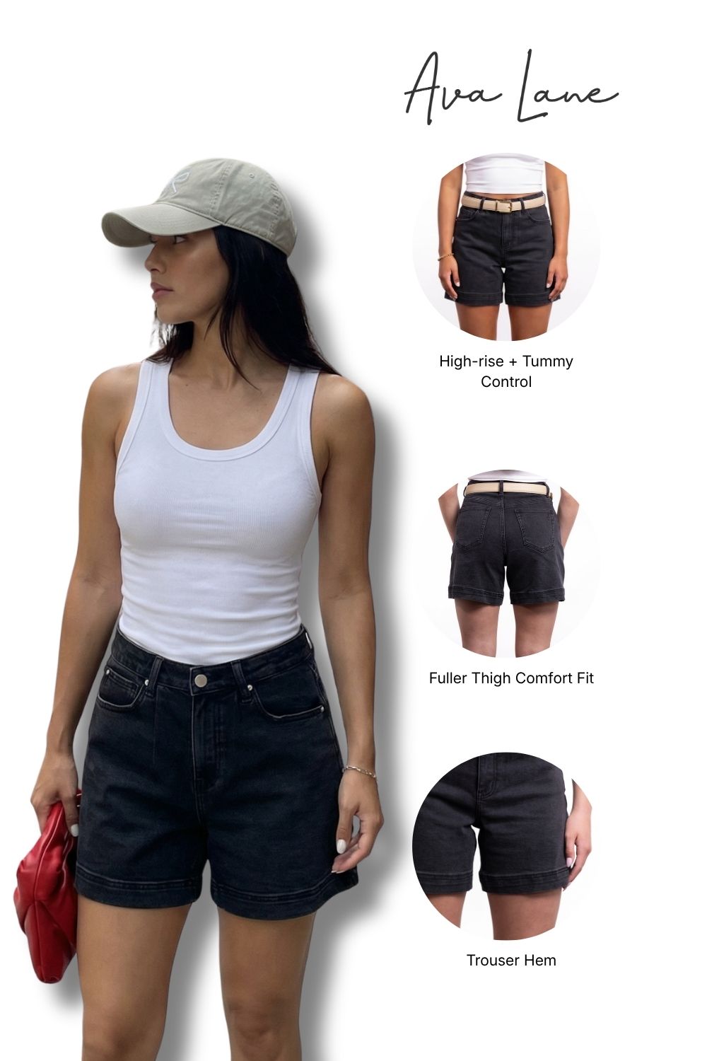 The Koda High-Rise Denim Shorts - Black