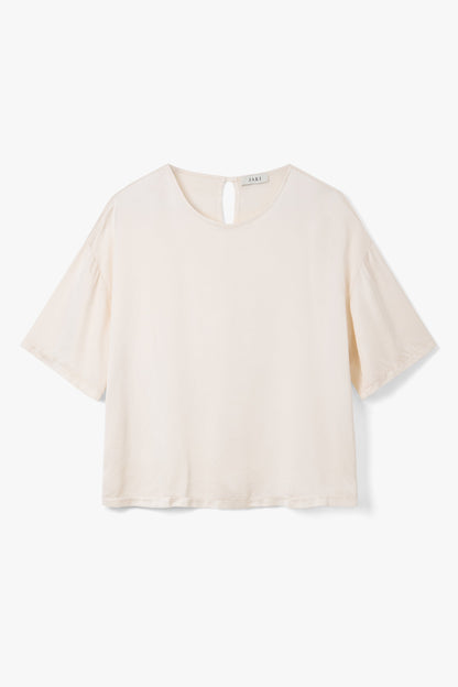 Mila Back Slit Satin Top | Ivory