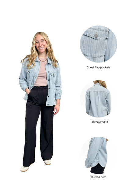 The Mindy Light Wash Oversized Denim Shacket