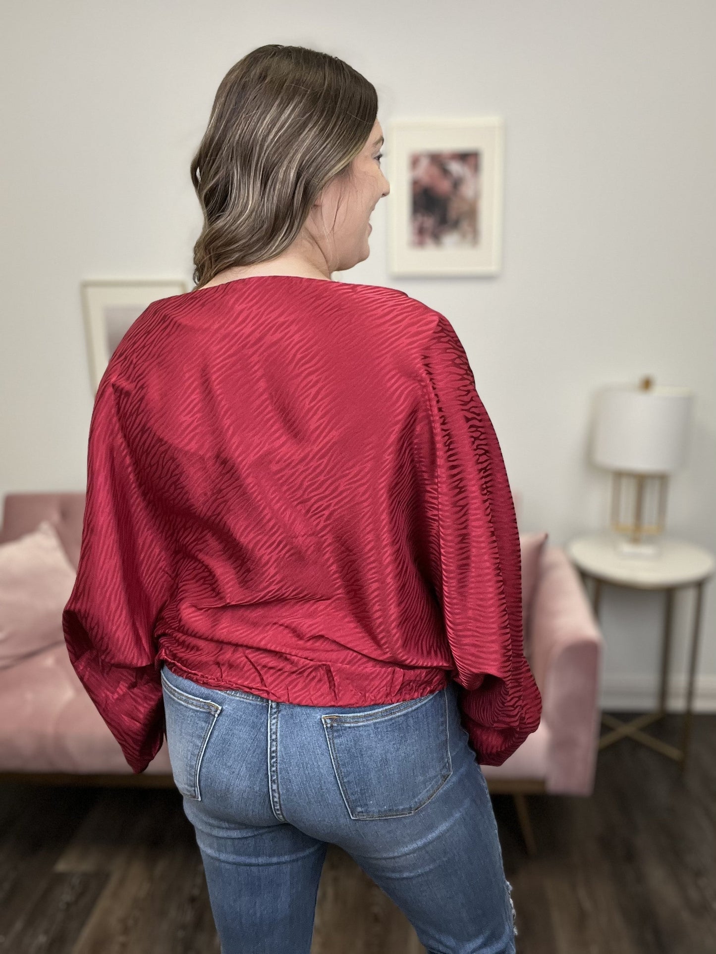 All Ashore Women's Satin Long Sleeve Top