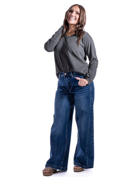 Women's V-Neck Thermal Long Sleeve Top