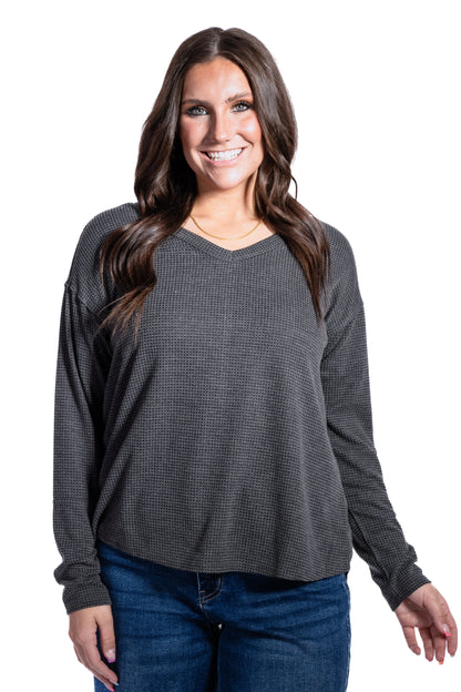 Women's V-Neck Thermal Long Sleeve Top