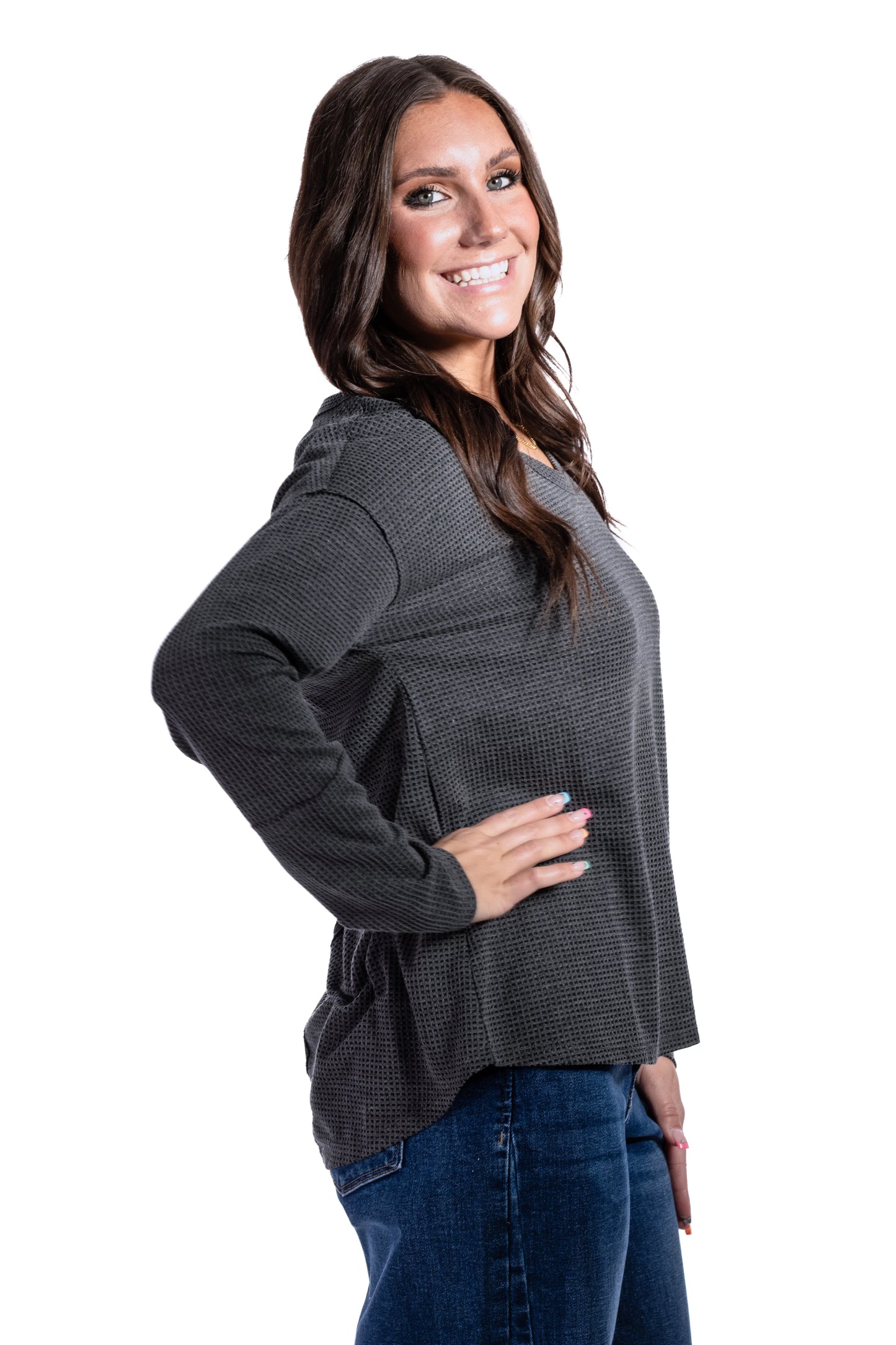Women's V-Neck Thermal Long Sleeve Top