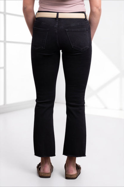 The Knox Mid-Rise Tummy Control Cropped Bootcut Jeans - Vintage Black